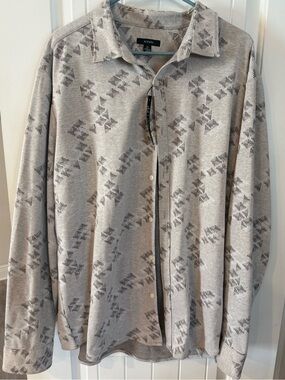 XXL NWT Alfani Light Gray Geometric Button-Up Cardigan Sweater